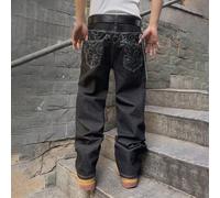 Jeans droits décontractés pour hommes avec motif géométrique sur la poche L,M,S,XL,XS,XXLgraphique,Lettres,Unicolore,Tout ImpriméJean