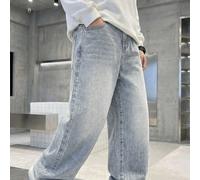Jeans droits décontractés rétro Y2K ample pour préadolescents, convenant pour le port quotidien, la rentrée scolaire, les loisirs, les déplacements et les vacances. Nouveaux jeans en denim bleu clair 