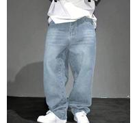 Jeans droits décontractés Y2K, convenant aux adolescents garçons - Jeans en denim lavé, streetwear décontracté ample, jeans d'extérieur, pantalon en jean rétro classique des années 90 10Y,14Y,11Y,12Y,