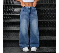Jeans droits en denim doublés de molleton thermique à taille haute ample et délavé pour filles pré-adolescentes des années 90/2000, tenue de Noël pour filles, vêtements chauds d'automne/hiver, jeans d