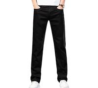 Jeans Droits pour Homme Pantalon Classique en Jean avec Finition Vintage Casual Stretch Couleur Unie Pantalons (Noir,34)