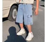 Jeans en denim décontractés, vintage et cool pour garçons préadolescents. Coupe ample et confortable avec détails de patch de 6 pouces et design de poche. Idéal pour les tenues quotidiennes des enfant
