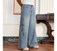 Jeans en denim délavé avec broderie de lettre décontracté pour hommes L,M,S,XL,XXLLettresJean