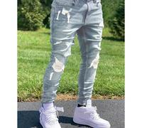 Jeans en denim gris style de rue d'été pour hommes, coupe slim décontractée, jeans de mode urbaine, convient pour les voyages en ville et le style indépendant 28,29,30,31,32,36,38,33,34RétroJean