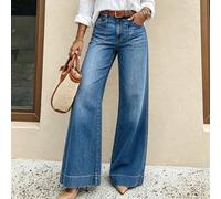 Jeans en denim lavé à jambes larges et coupe décontractée pour petites femmes, polyvalents pour le port décontracté au printemps Petite XXS,Petite XS,Petite S,Petite M,Petite LUnicoloreJean