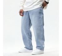 Jeans en denim lavé ample et décontracté pour homme en grande taille. Jeans cargo boyfriend ample de couleur bleu clair lavé, idéal comme cadeau pour le mari ou le petit ami 2XL,3XL,4XL,5XL,6XLJean