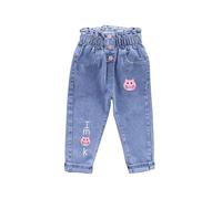 Jeans Enfant Fille 1-8 Ans Pantalon Droit Fluide Enfants Filles Imprimé Pantalon en Denim Large Confortable Baggy Pantalons Casual Sport Streetwear Jeans Enfant Ado