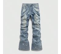 Jeans évasés pour hommes ornés de diamants et de perles scintillants 30,32,36,34UnicoloreJean