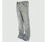 Jeans évasés style décontracté, finition lavage délavé, design jambe évasée, pantalon droit polyvalent tout-aller avec bouton et fermeture éclair, convient comme cadeau pour le mari ou le petit ami L,
