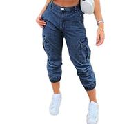 Jeans Femme Bootcut Boyfriend Coupe DéContractéE Slim Fit Jeans élastique avec Cordon De Serrage pour Femme Egers Hippie Baggy Léger Taille Haute avec Poches Été Plage Jeans Femme Skinny Taille Haute