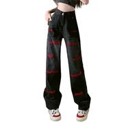 Jeans Femme Bootcut Femmes Tournesol Imprimé Pantalon en Jean Stretch Pantalon Cargo Taille Basse Pour Taille Basse Papillon Taille Extensible Skinny Déchirure Jambe Large Pantalon Ample Taille Courte