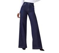 Jeans Femme Large Long Baggy Printemps Jeans Femmes Jambe Droite Taille Haute Vintage Pantalon Denim Casual Loose Couleur Unie Pantalon avec Poches Hiphop Élastique Y2k Pantalon Large, Marine