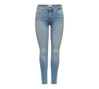 Only Jeans Blush Life Rea1468 – Jean skinny taille mi-haute cheville ourlet brut – Bleu XS/34 Femme