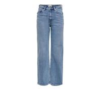Jean à jambe large bleu en coton Ria Bleu Taille : L / Longueur : 32