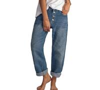 Jeans Femme Taille Basse Coupe Droite Straight Jean Courts à Jambe Large, Taille Haute, Baggy, Boyfriend, Pantalon en Denim à La Cheville avec Poches, Streetwear en Denim, Jeans Baggy Femmes Cadeau