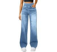 Jeans Femme Taille Basse Large Stretch Pantalon Femme Jeans Droit avec Bouton Couleur Pure Lavés Pantalon en Denim Printemps Et Automne Confort Mode Pants en Denim pour Décontractés Et Quotidienne