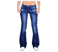 Jeans Femme Taille Basse Stretch Jean Pantalon Femme Droit avec Boutons Couleur Pure Lavage Pantalon en Denim Printemps Et Automne Tendance Slim Fit Trousers en Denim pour Loisirs Et Quotidienne