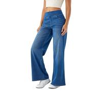 Jeans Femme Taille Haute- Jean Baggy Large à Enfiler Pantalon DéContracté Confortable Slim Et Doux pour La Peau IdéAl sans Ceinture Extensible Long Les Rendez-Vous Le Shopping Et SoiréEs