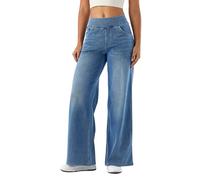 Jeans Femme Taille Haute- Jean Baggy Large à Enfiler Pantalon DéContracté Confortable Slim Et Doux pour La Peau IdéAl sans Ceinture Extensible Long Les Rendez-Vous Le Shopping Et SoiréEs