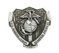 JEAN'S FRIEND Boucle de ceinture style vintage US Marine Corps Boucle de ceinture, Argent vieilli., Large