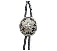 JEAN'S FRIEND Cravate Bolo de cowboy ovale style vintage avec étoile, One Size, Cuir, Sans pierre précieuse