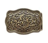 JEAN'S FRIEND New Classic Vintage Bronze Plated Western Flower Pattern Rectangle Belt Buckle Boucle de ceinture