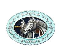 JEAN'S FRIEND New Enamel Horse Head Saddle Western Oval Belt Buckle Boucle de ceinture