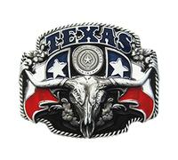 JEAN'S FRIEND New Pewter Black Enamel Longhorn State Flags Western Belt Buckle Boucle de ceinture