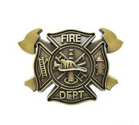 JEAN'S FRIEND New Vintage Bronze Plated FD Firefighter Belt Buckle Boucle de ceinture