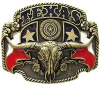 JEAN'S FRIEND New Vintage Bronze Plated Longhorn State Flags Western Belt Buckle Boucle de ceinture
