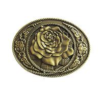 JEAN'S FRIEND New Vintage Bronze Plated Rose Western Oval Belt Buckle Boucle de ceinture