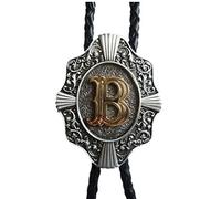 JEAN'S FRIEND Original Initial Letter Western Wedding Bolo Tie Cravate Leather Necklace (Letter B)