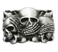 JEAN'S FRIEND Original Vintage Flame Shy Skulls Rectangle Tattoo Belt Buckle Boucle de ceinture (With Enamel)