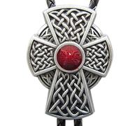 JEAN'S FRIEND Red Enamel Vintage Celtic Cross Knot Bolo Tie Cravate