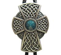 JEAN'S FRIEND Vintage Silver Plated Celtic Blue Enamel Cross Knot Wedding Bolo Tie Cravate