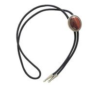JEAN'S FRIEND Vintage Silver Plated Nature Red Tiger Eye Stone Oval Bolo Tie Cravate