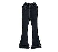 Jeans Garcon 8 Ans - Tollder Girl Taille Haute Élastique Flare Amincissant Jambe Décontracté Longue Cloche Bas (Black 8-9 Years)