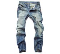 Jeans Homme Regular - Jean DéChiré Coupe Slim Pantalon en Denim à Jambe Droite Et Trous Pull Polaire Homme Grande Taille