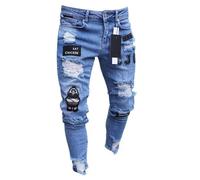 Jeans Hommes FUNMOON - Skinny Déchiré Effiloché - Bleu clair - Taille standard 36