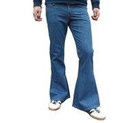 Jeans Hommes Patte D’Éléphant Vintage Style Rétro Jean M Délavé Bleu Tout Tailles (36W 32L)
