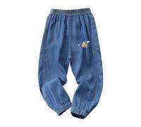 Jeans Large Ado Fille 5-12 ans Jean Jambes Larges pour Fille Enfant Droit Taille Haute Élastique Jean Baggy Pantalons Doux Decontracte Jeans Y2K Pantalon en Denim avec Poches