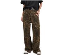 Jeans Leopard Femme Pas Cher Pantalon Leopard Femmes Y2k Leopard Print Pants Straight Jean Baggy Wide Leg Streetwear Hip Hop Ample Jean Droit Classique Longue Denim Pant Ventes Flash