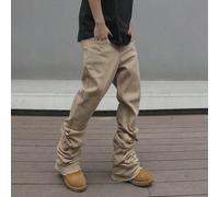 Jeans longs et amples pour hommes avec poche inclinée, de couleur unie lavé foncé, kaki plain, cargo pour occasion de fête ou pour se détendre avec des amis L,M,S,XL,XXLUnicoloreJean