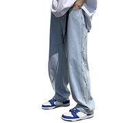 Jeans Loose Pantalon de jogging long pour homme - Style oversize - En coton - Aspect jean - Boutonné - Doux pour la peau - Confortable - Gothique Funky Basic Straight Leg - Bleu - S-XXL, Bleu 69., M