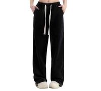 Jeans Palazzo Femme Taille Haute Travail Pantalon Denim Jambe Large Élégant Jeans Vintage Large Leg Pantalon Curvy Pantalon avec Poches Jambe Droite Pantalon de Route Style Streetwear, Bk1, XXXL