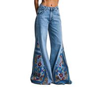 Jeans Palazzo Wide Leg taille mi-haute mÃ©lange coton-viscose femme It's Basic Bleu 34