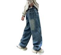 Jeans Pantalons Garçon avec Taille Élastique Jean Baggy Garçon Pantalon Cargo en Denim Enfants Décontracté Large Hip Hop Streetwear Jeans avec Poches Pantalons Cargo (Sky Blue, 4-5 Years)