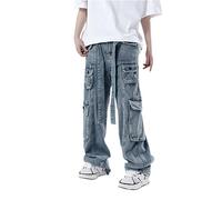 Jeans Patte D'Elephant Homme - Homme Personnalisé Fashion High Street Jeans Poches Vintage Loose Workwear Jeans Veste Grande Taille Homme
