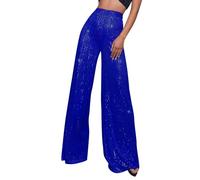 Jeans Patte D'Elephant Jeggings Pyjama Large Patte Décontracté Resserré Cheville Jogging Anti Cellulite Coton Travail Fleuri Sarouel Pantalon Jogging Femme Chaud Bleu L