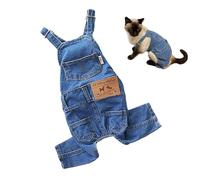 Jeans pour animaux de compagnie : combinaison moderne à capuche pour chats et animaux de compagnie, en jean doux, léger, confortable à rayures ou en | Utilisation quotidienne en intérieur et